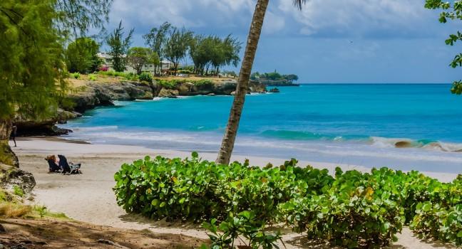 A Secluded Beach and Turquoise Sea in Barbados