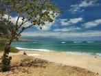 The lovely and quiet Puamana Beach in west Maui in the Hawaiian Islands.