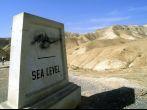 Sea level sign, Dead sea route, Israel.
