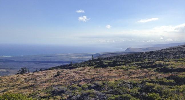 The view of the Ka'u coastline from HVNP. Looking southwest towards Na'alehu.