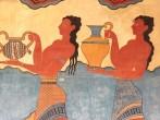 Fresco at the south entrance of the Palace of Knossos. It is the largest Bronze Age archaeological site on Crete 