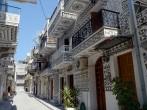 striking greek village street on chios; 