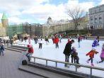 This picture was taken on d'Youville Place, Quebec when you can do sport early in the season because of artificial ice and cold weather.