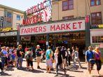 Pike Place Market is a public market overlooking the Elliott Bay waterfront in Seattle, Washington, United States. The Market opened August 17, 1907, and is one of the oldest continually operated public farmers' markets in the United States. It is a place 
