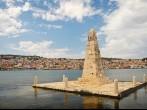 Obelisk - a symbol of freedom. Port of Argostoli, Kefalonia, Greece; 