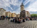 PRAGUE,CZECH REPUBLIC - MAY 6: Old Town May 6,2013 in Prague, Czech Republic. People spending time in one of the landmark of Prague's old town hall close to astronomical clock and tower. ; Shutterstock ID 160630967; Project/Title: Top 100; Downloader: Fodo