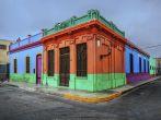 CALLAO, LIMA, PERU: View of colored house in Chucuito, Callao town; 