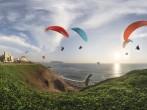 LIMA, PERU: paragliding in Miraflores.; 